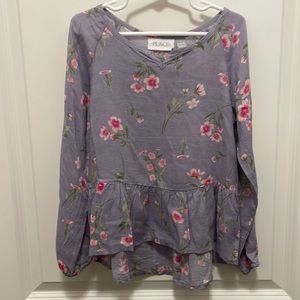 Children’s Place purple & pink floral high/low shirt 100% rayon size 5/6
